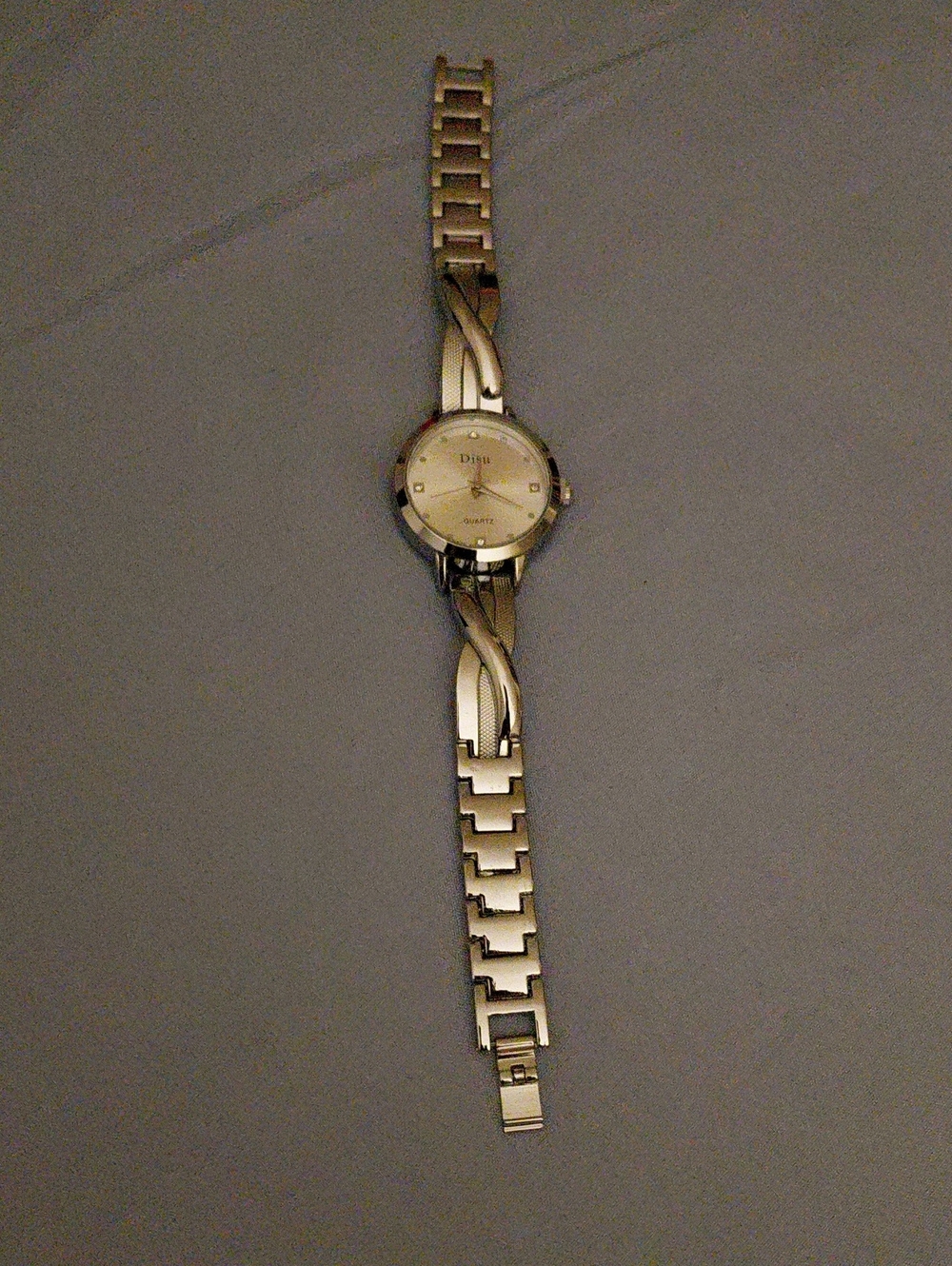Women's Silver Bracelet Watch with Twisted Link Accent